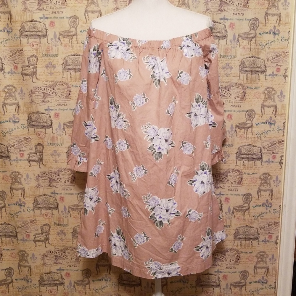 SOLD-*****NO COMMENT PINK FLORAL MINI DRESS NWT